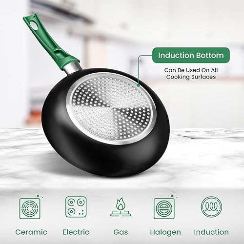 Miniatura 4 de Chef's Star Juego de ollas y sartenes antiadherentes, juegos de utensilios de cocina, esenciales de cocina de aluminio, 2 juegos de 11 piezas, color