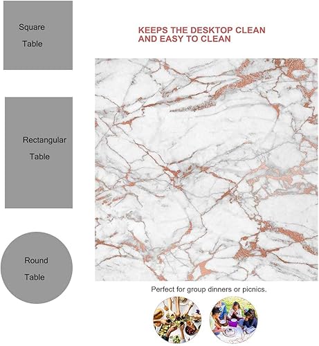 Miniatura 3 de Mantel rectangular con textura de mármol para mesa, decoración decorativa para el hogar, cocina, 52 x 70 pulgadas