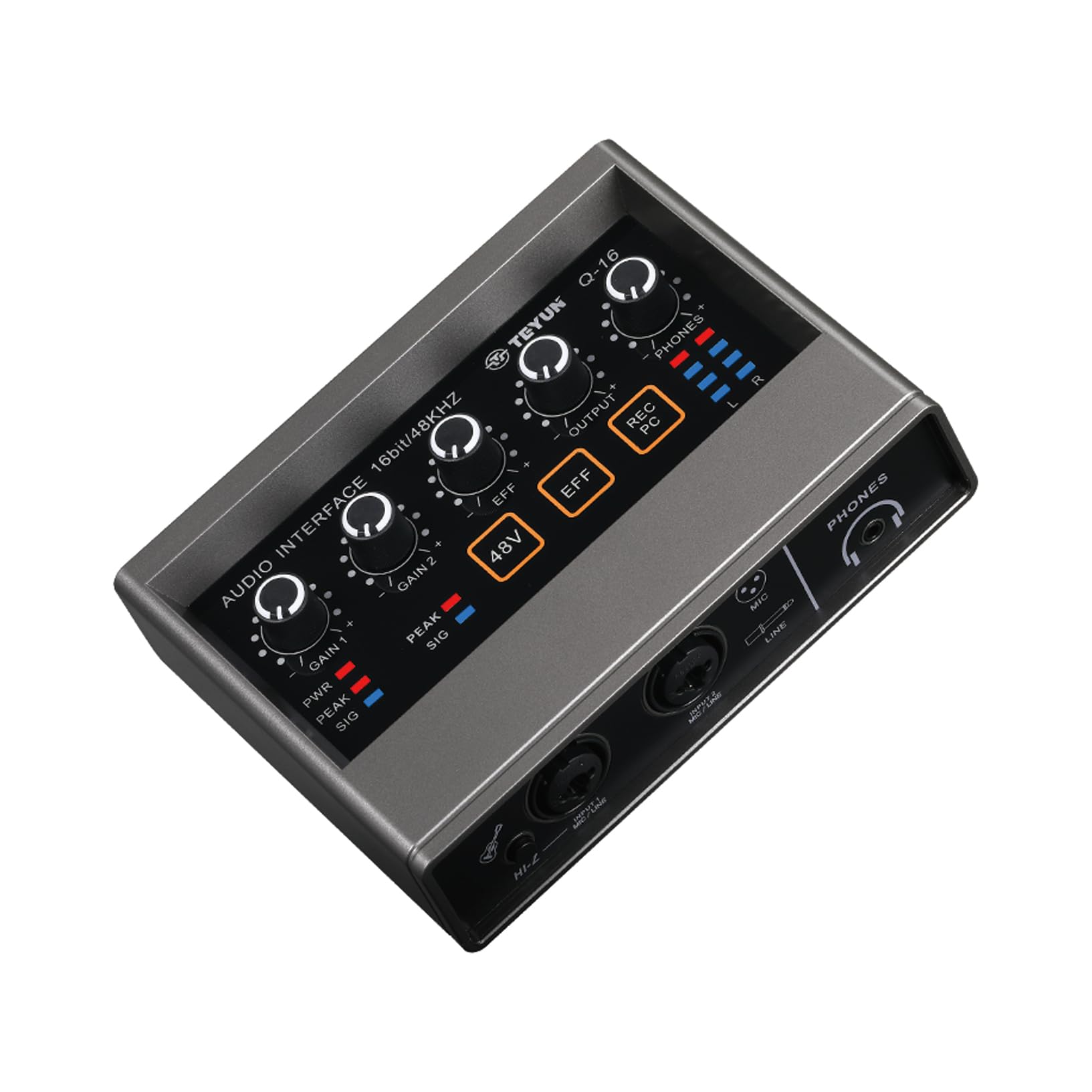Karta dźwiękowa Q-16 Professional z monitorem gitary elektrycznej Nagrywanie transmisji na żywo do śpiewania Komputer PC Studio
