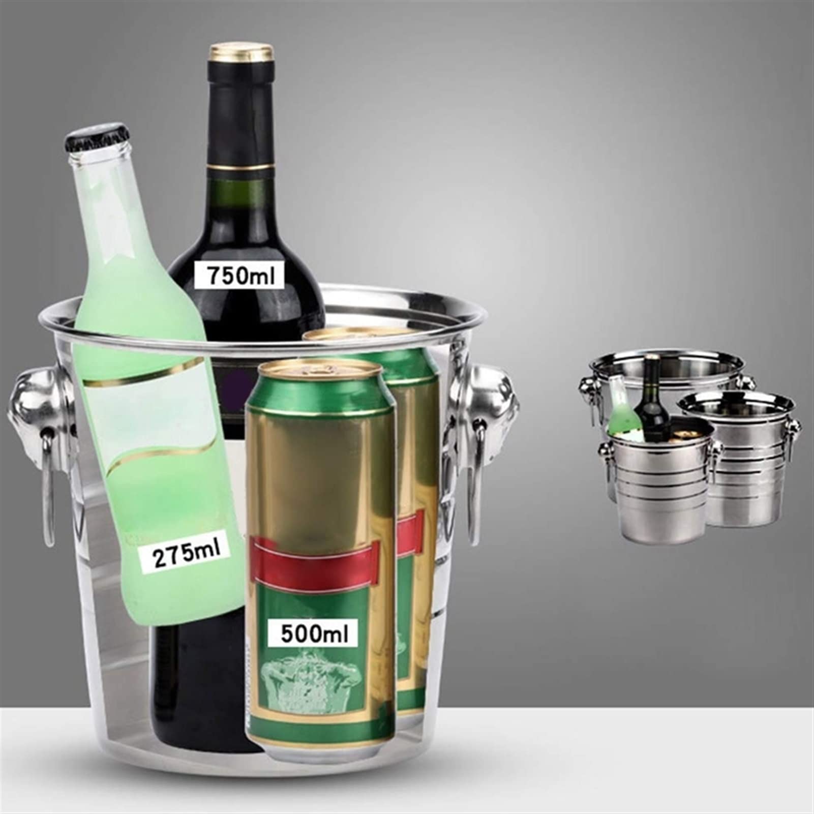 TOMYEUS Eiskübel Edelstahl EIS Eimer Dicker EIS Halter Container for Bar Party Champagne Wine Barrel Drink Eiskühler Eimerwein Weinkühler & Sektkühler