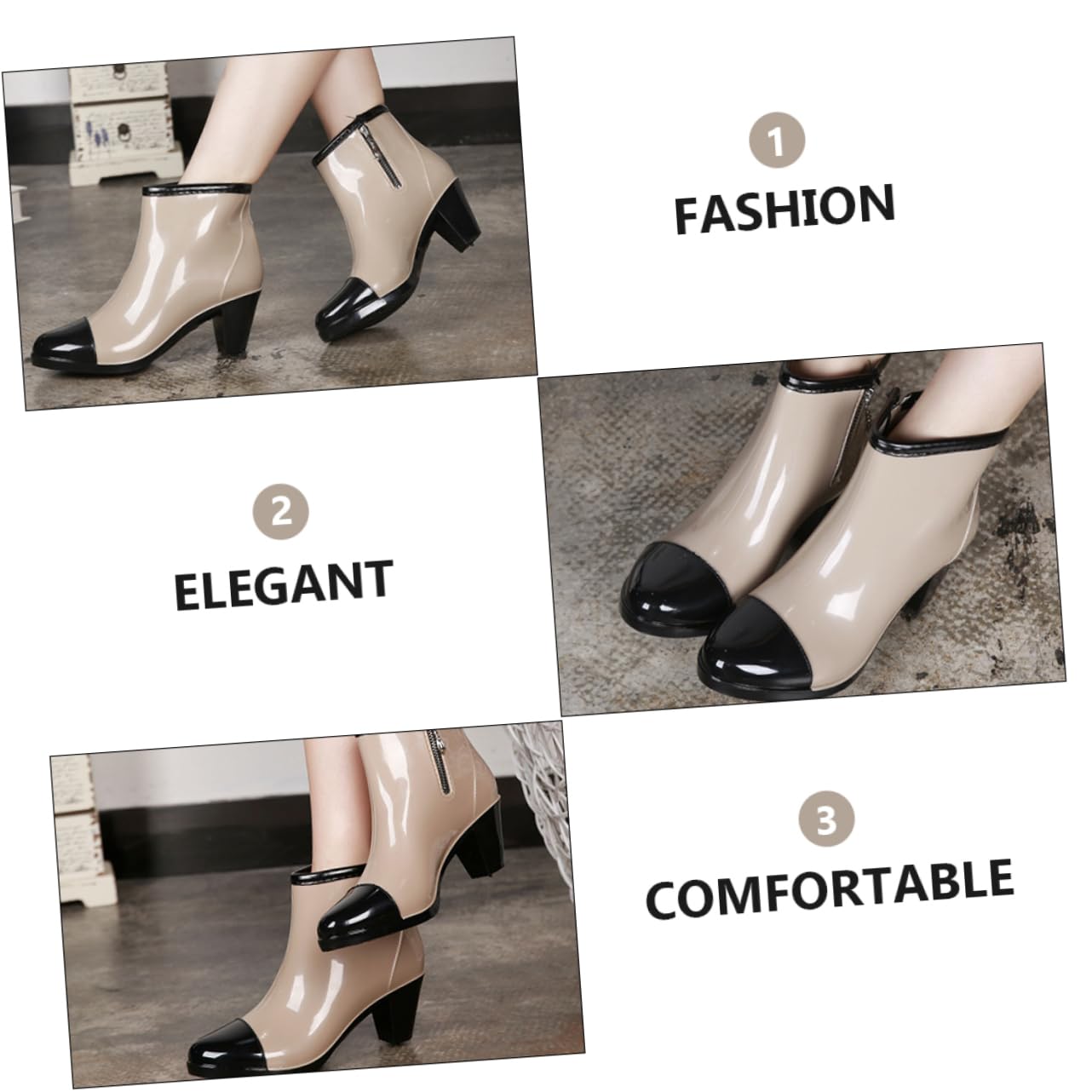 botas de agua de mujer botines para mujer elegantes zapatos impermeables lluvia de moda escarpines mujeres waterproof shoes botas de lluvia para mujer zapatos de lluvia Black