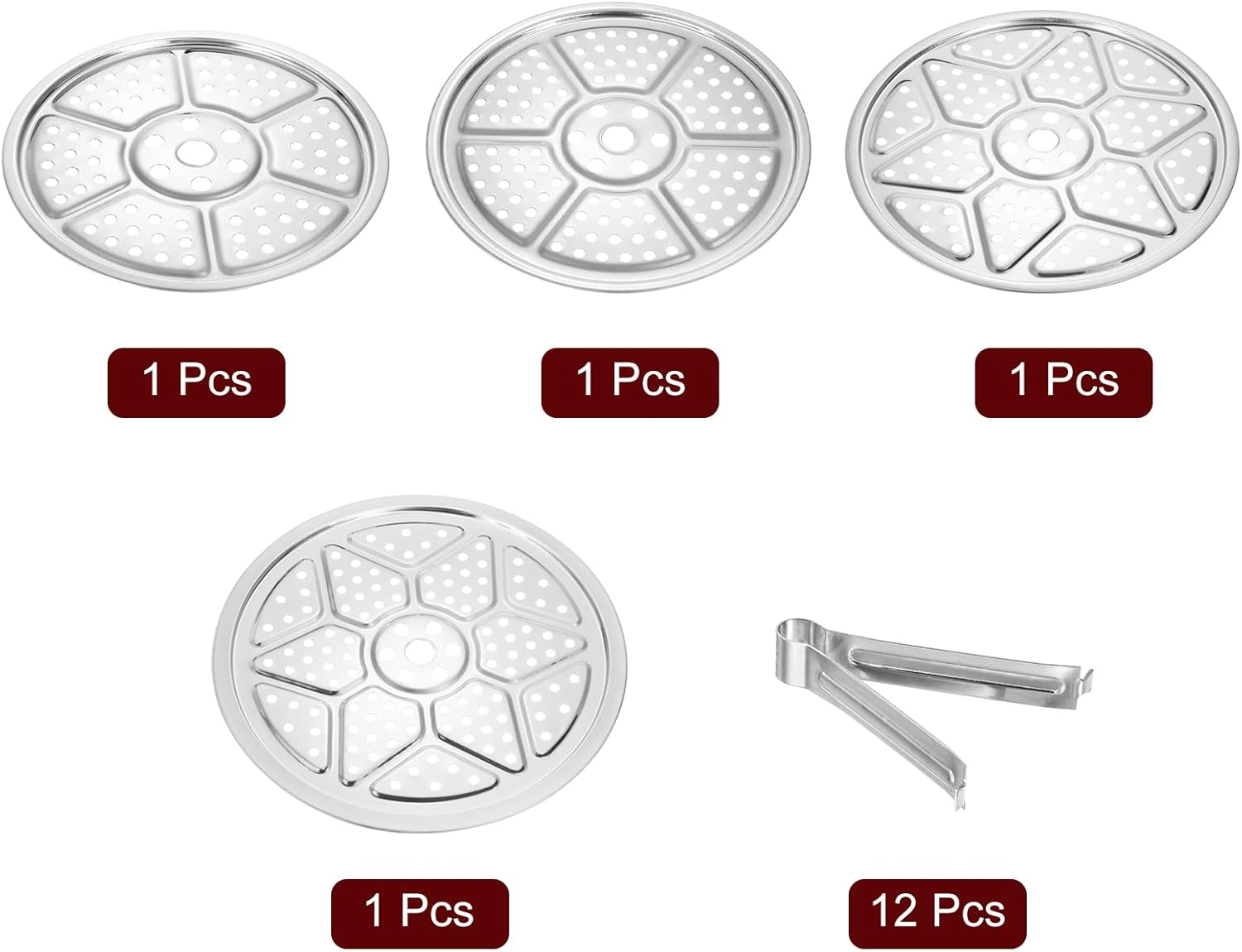 uxcell 4pcs Stainless Steel Steamer Rack with Stand, 7.9 Inches/8.6 Inches/9.5 Inches/10.2 Inches Pot Steaming Tray for Steamer Cookware Instant Pressure Cooker