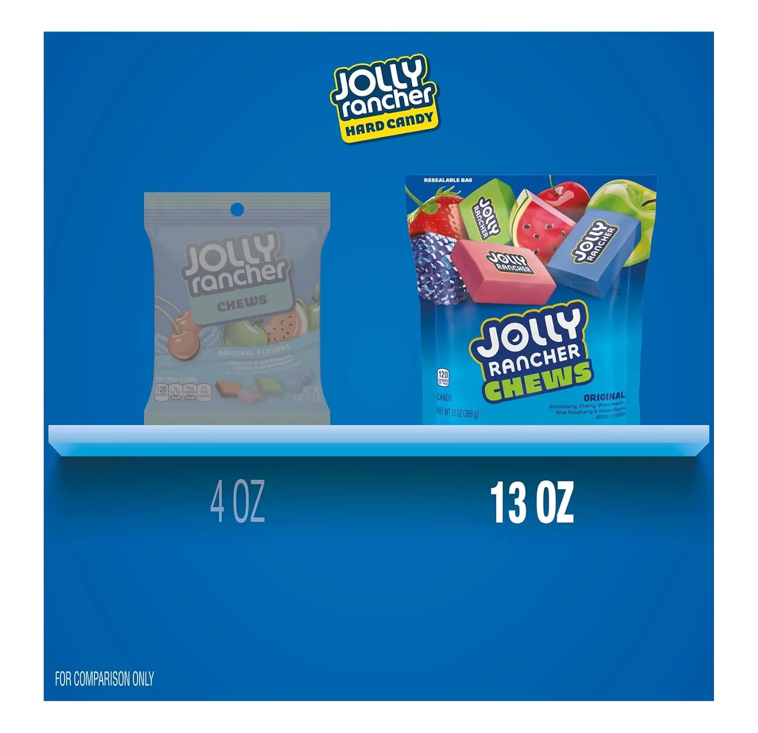 Jolly Rancher Fruit Chews Original Flavors - Pack of 2-13 oz Bags - Resealable Bags - Perfect For Sharing with Friends and Family or Stocking the Pantry