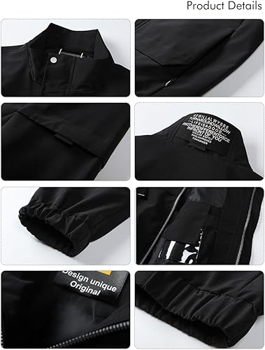 Miniatura 3 de Vidifid Chaqueta bomber para hombre, con cremallera, ligera, casual, chaqueta de vuelo universitario