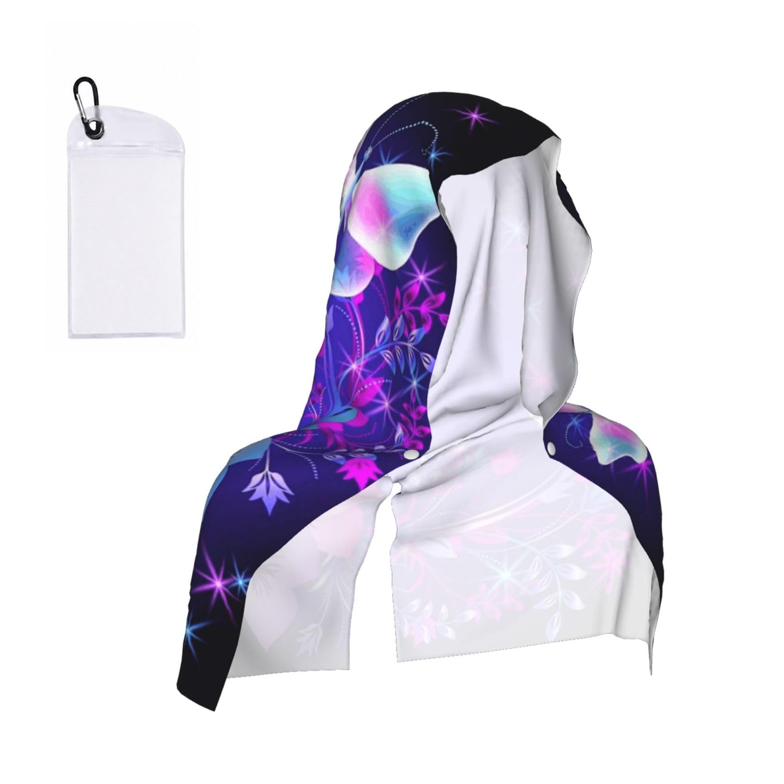 EZDLOWVBA Beauty Butterfly Print 2 Pack Cooling Hoodie Towels,Sports Headscarf, Neck Wrap Scarf,Breathable Cooling Towel For Neck And Face, Travel, Swimming, Training