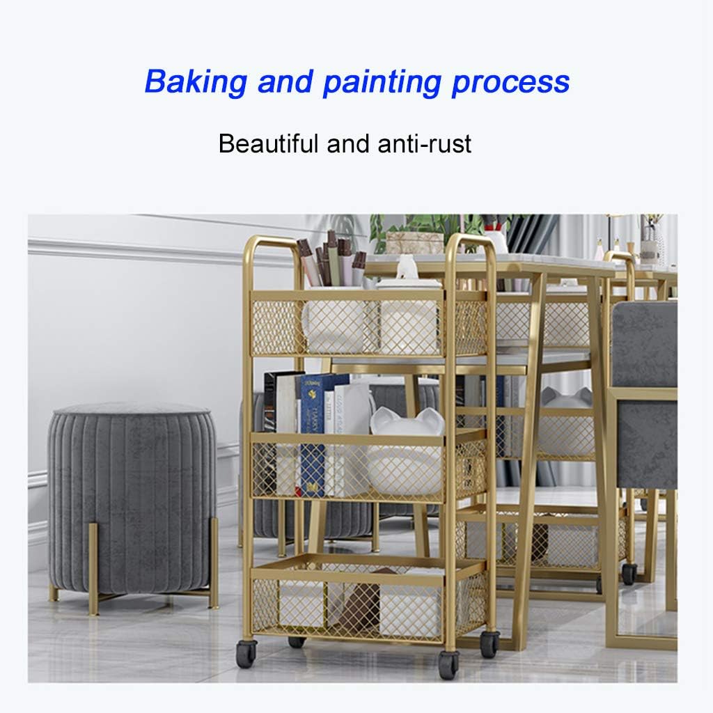 Dental Cart Multifunctional Trolley Beauty Salon Trolley Household Multifunctional Storage Removable Shelf Carbon Steel Material 3/4 Layer Silver/Gold (Silver 4 layers)