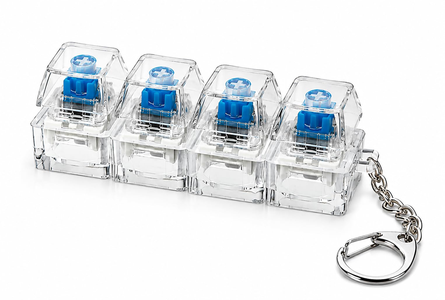 Mechanical Keyboard Switch Fidget Toy with Keychain, Clicker Keycap Fidget Pad with 4 Clear Mechanical Switches, Portable Stress Relief Click Toy-image-29
