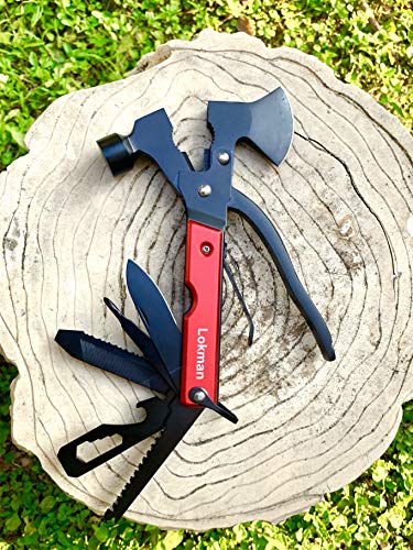 Gift for Dad - LOKMAN 14 in 1 Stainless Steel Handy Camping Survival Tool for Father, Men, Women, Come With Bonus Card Sized Multitool - Thumbnail 4