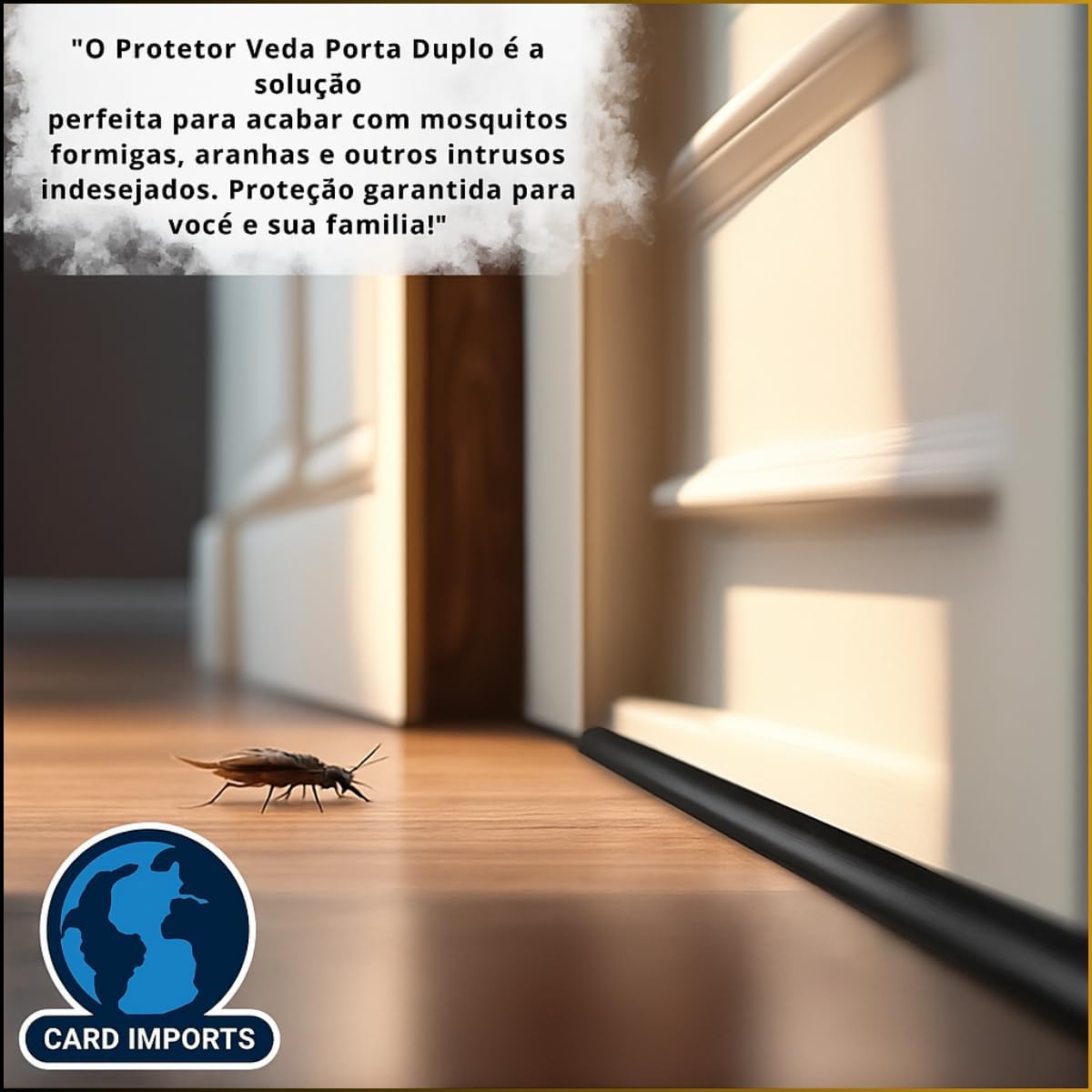 Protetor Veda Porta Rolinho Ajustável e Impermeável – Proteção Eficaz Contra Insetos e Poeira - Preto (90CM)