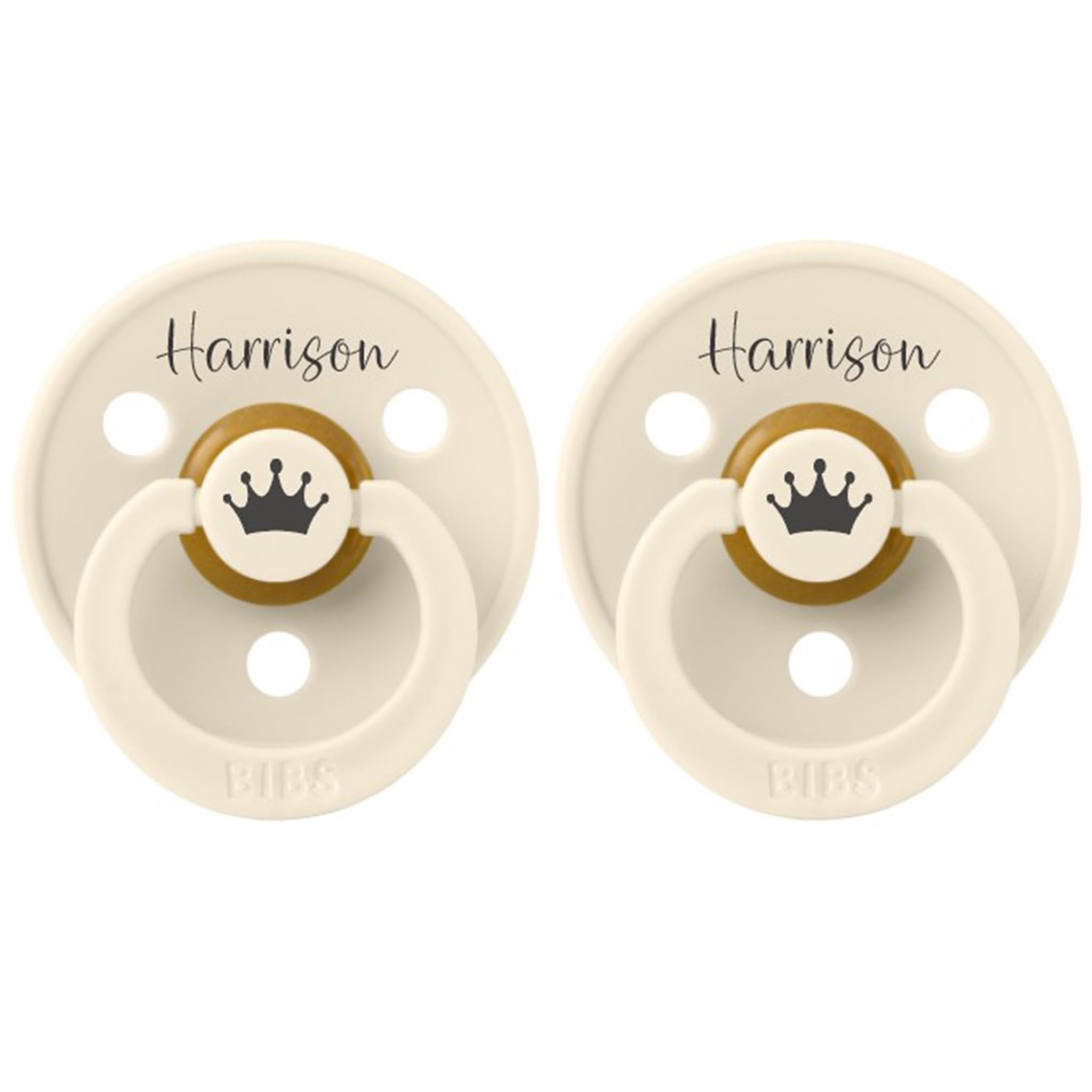 Bibs Colour *2-Pack* Personalised Dummy Pacifier Soother, Name & Crown