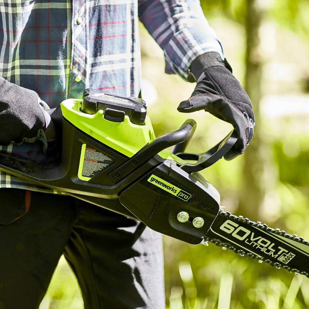 Greenworks 60V 18" Brushless Cordless Chainsaw, 4.0Ah Battery and Charger Included