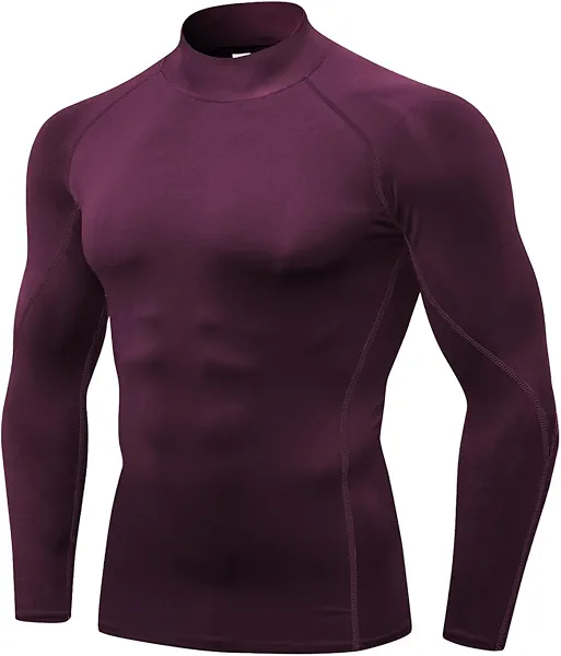 Men's Athletic Compression Shirts Long Sleeve Workout T-Shirt Mock Turtleneck Base Layer Undershirt Tops