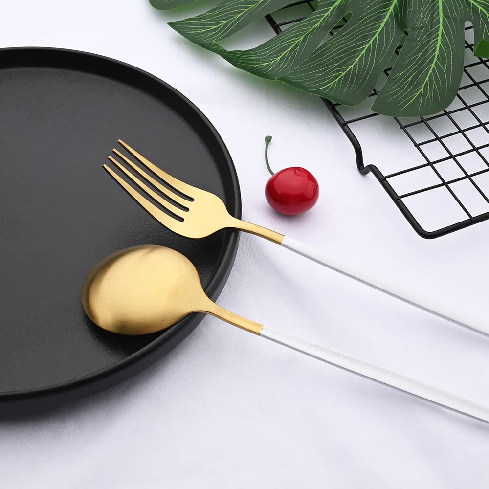 Besteck- und Essbesteck-Set, 24-teilig, Mattes Besteck-Set, Edelstahl-Geschirrset, Messer, Gabel, Löffel, Tafelservice, Küchenbesteck, Geschirrset für Zuhause,Schwarz