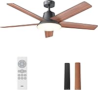Dreo 52 Inch Ceiling Fan with Lights, 6 Speeds 5673 CFM, Dimmable LED 5 Tones, Quiet Reversible DC Motor, Remote, 8H Timer, Black - Easy Install for Bedroom Living Room