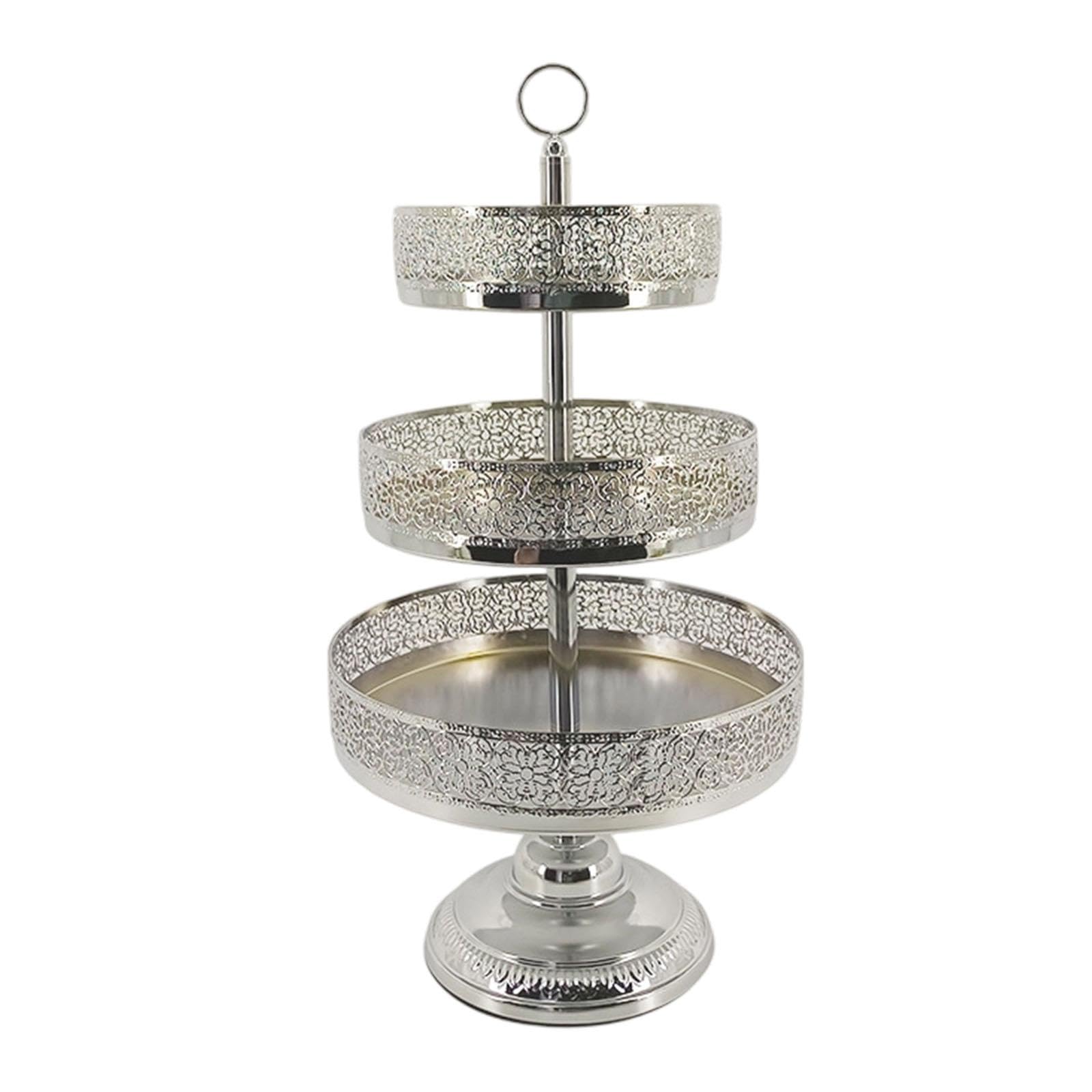 Soporte Metálico de 3 Niveles para Cupcakes, Ideal para Servir Postres en, Argén, Individual