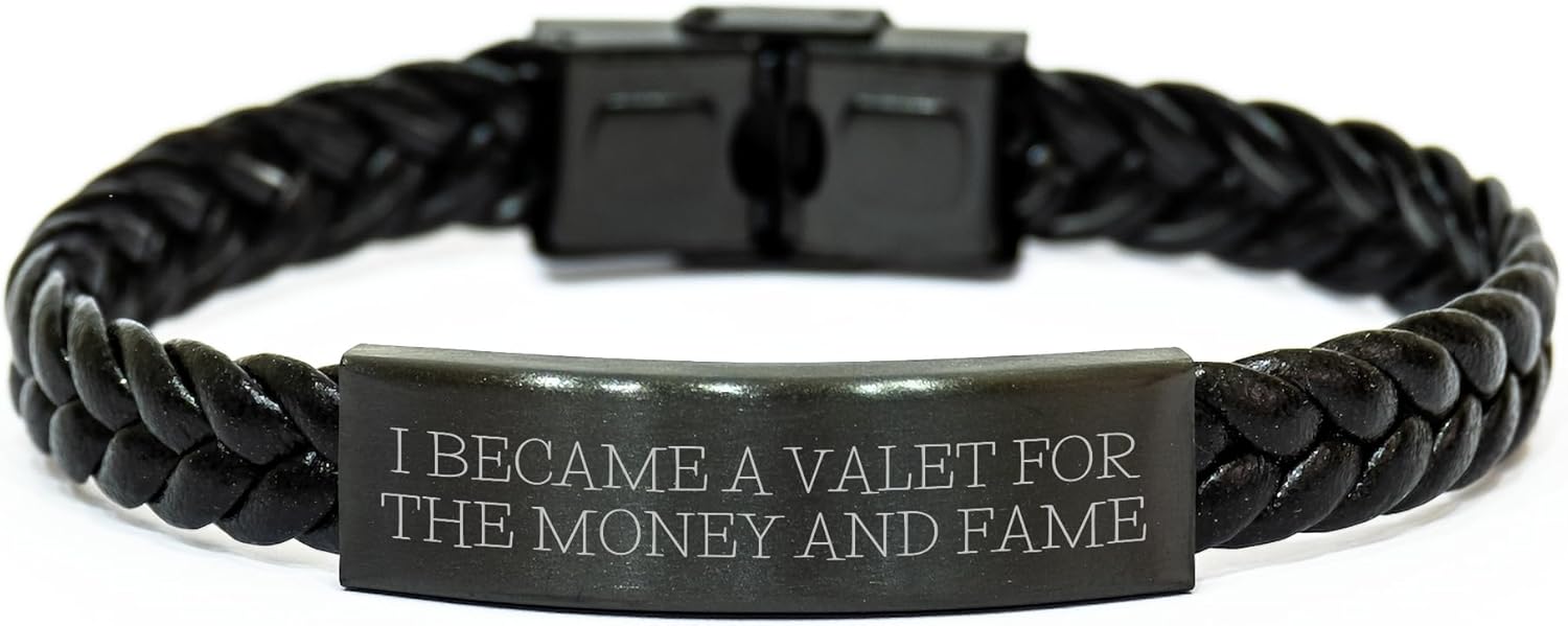 Valet Fame and Fortune Inspired Interlaced Leather Cuff for Men Valets Gifts Christmas Memorable Presents for the Special Valet in Your Life Unique Valet Accessories