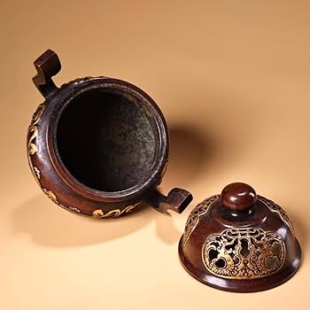 Amazon.co.jp: 中国古美術・旧蔵鏨刻鎏金の獣面熏香炉・純赤銅