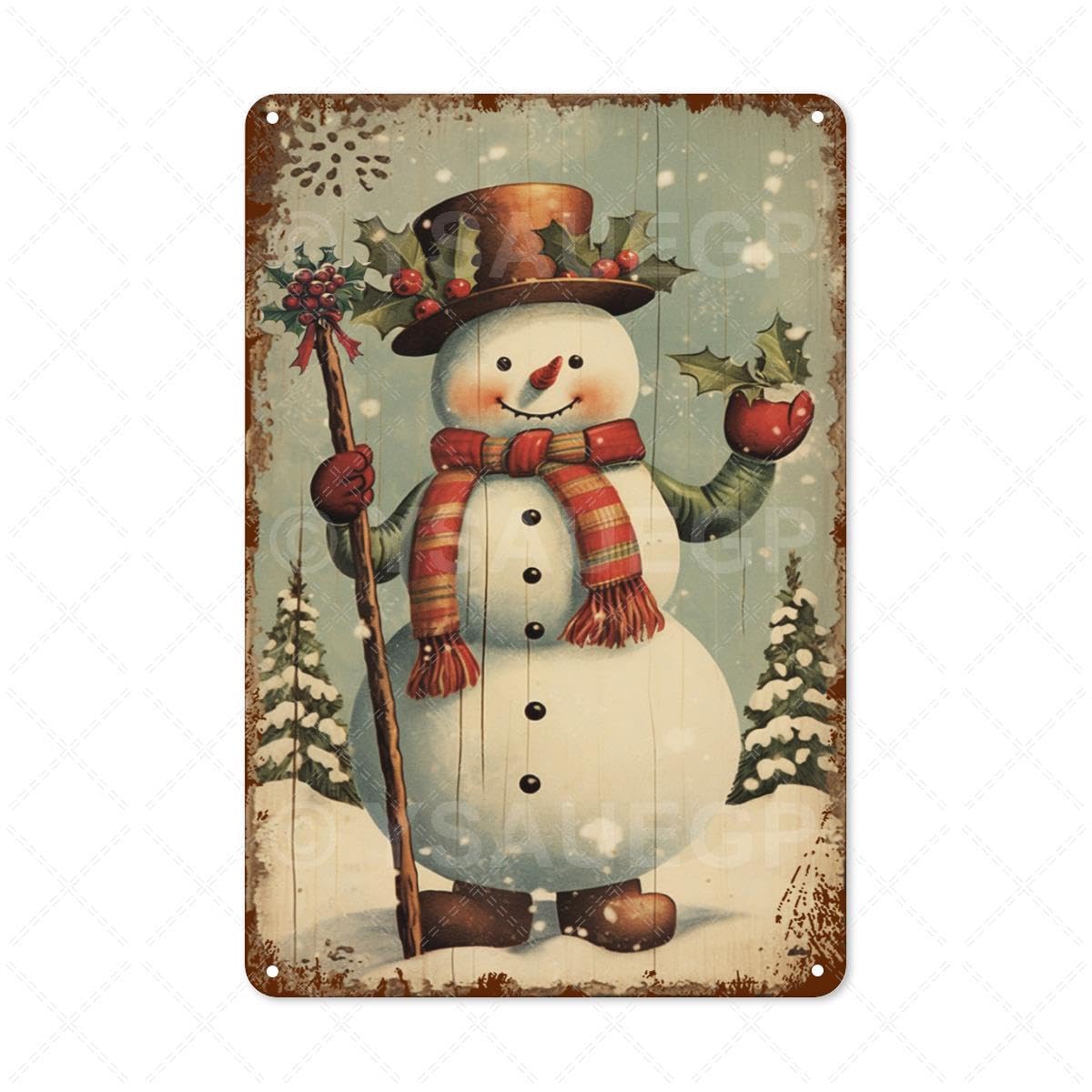 Amazon.co.jp: レトロ クリスマス 雪だるま メタル ブリキ看板 