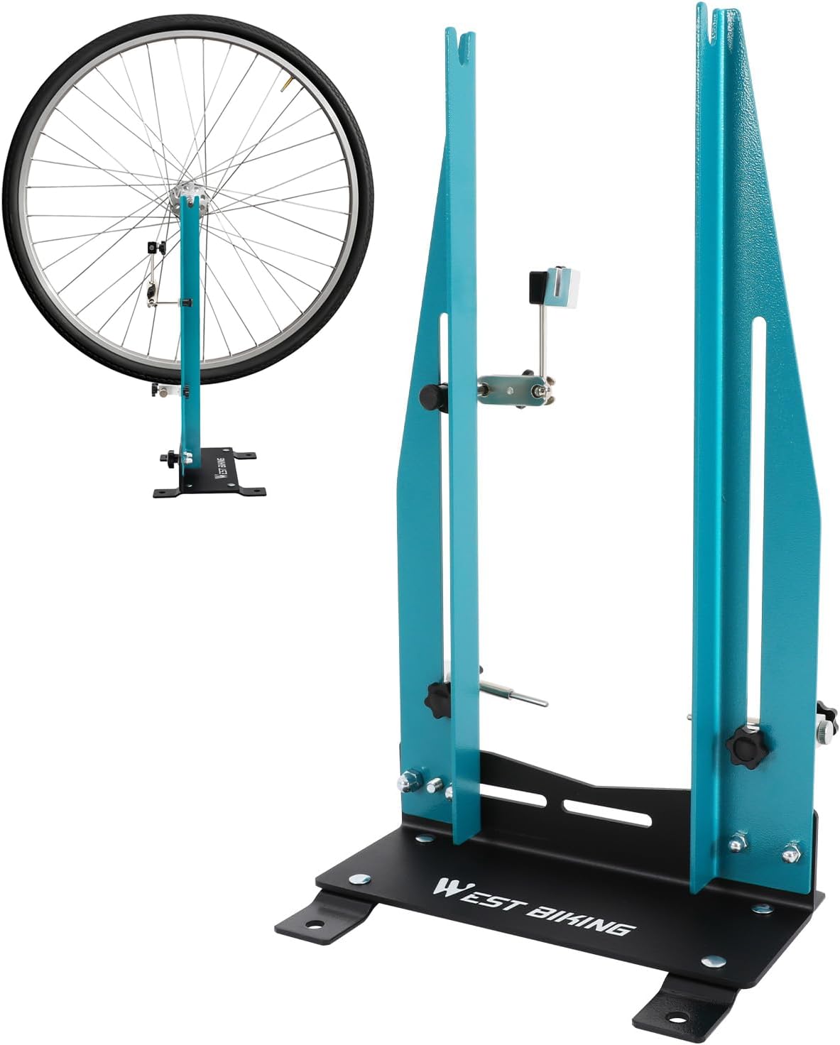 Wheel Truing Stand Professional Bicycle Wheel Truing Stand for 16 - 29 Inch, Bike Rim Maintenance Tool with Spoke Wrench, Multi-function Bicycle Wheel Alignment Repair Tool for MTB Road