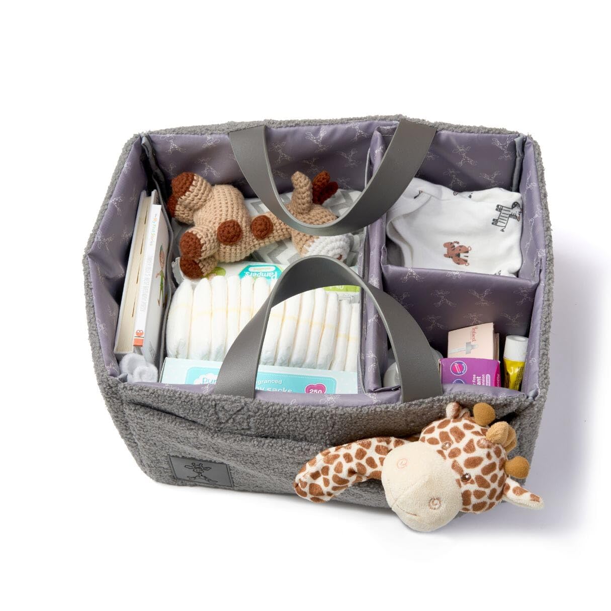 GIGIL Panier à couches – Organiseur de bébé pour couches et lingettes – Organiseur de voiture – Panier de rangement pour chambre d'enfant (gris anthracite)