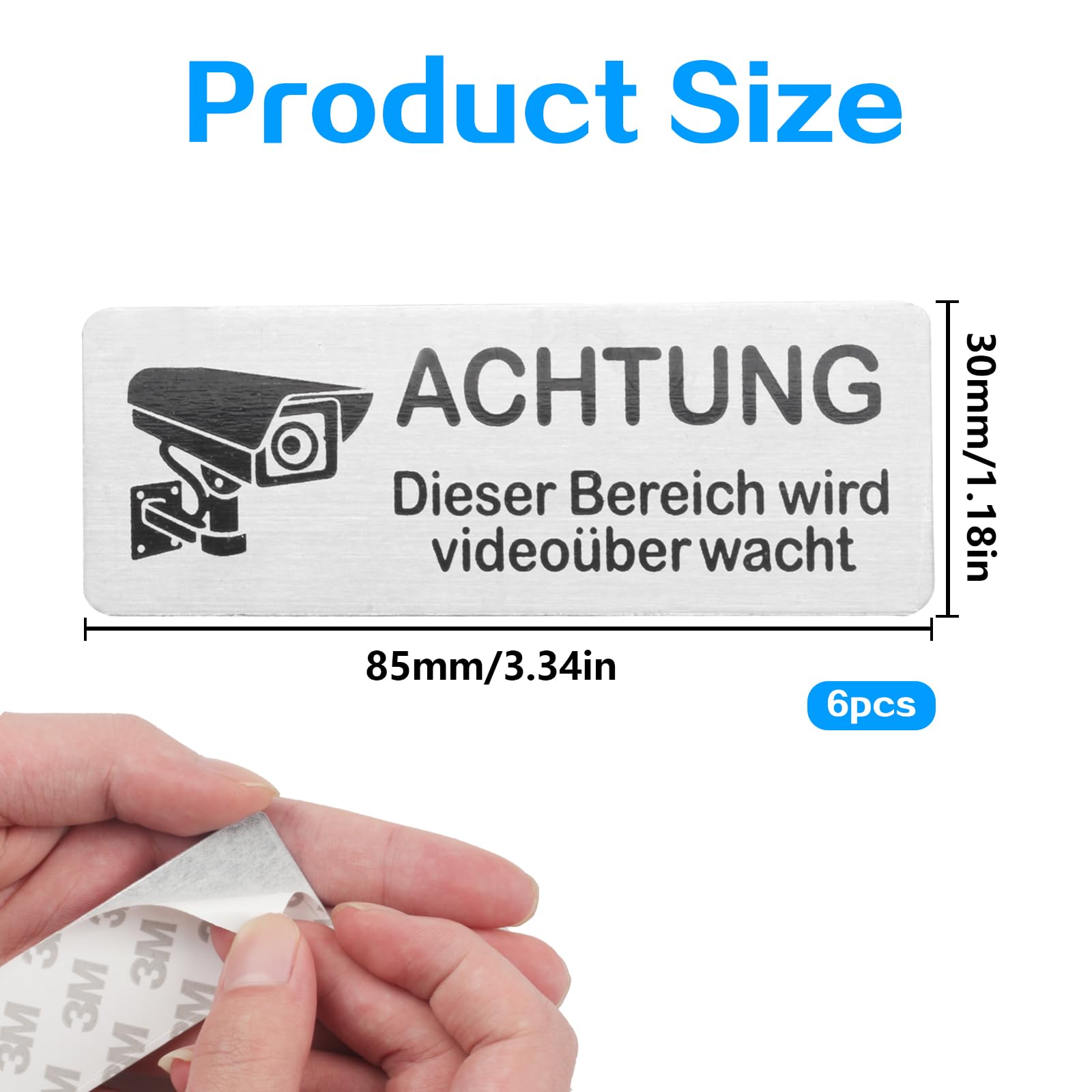 6x Schilder „Videoüberwachung Privatgrundstück“ – Selbstklebend, Aluminium
