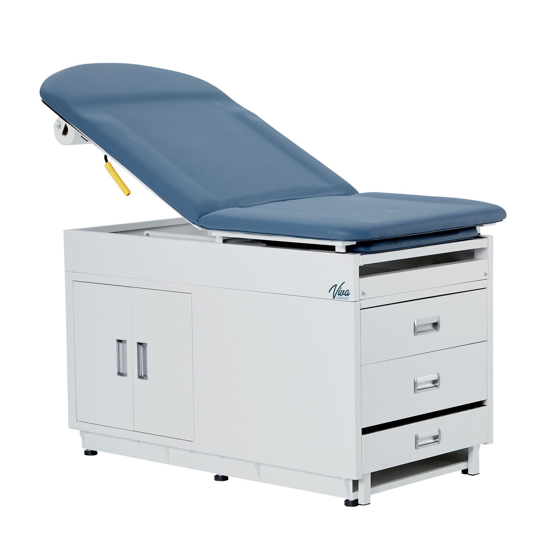 Vivacomfort Blue Premium Grande Steel Exam Table, Medical Exam Tables for Luxury Examination Rooms, NO Stirrups