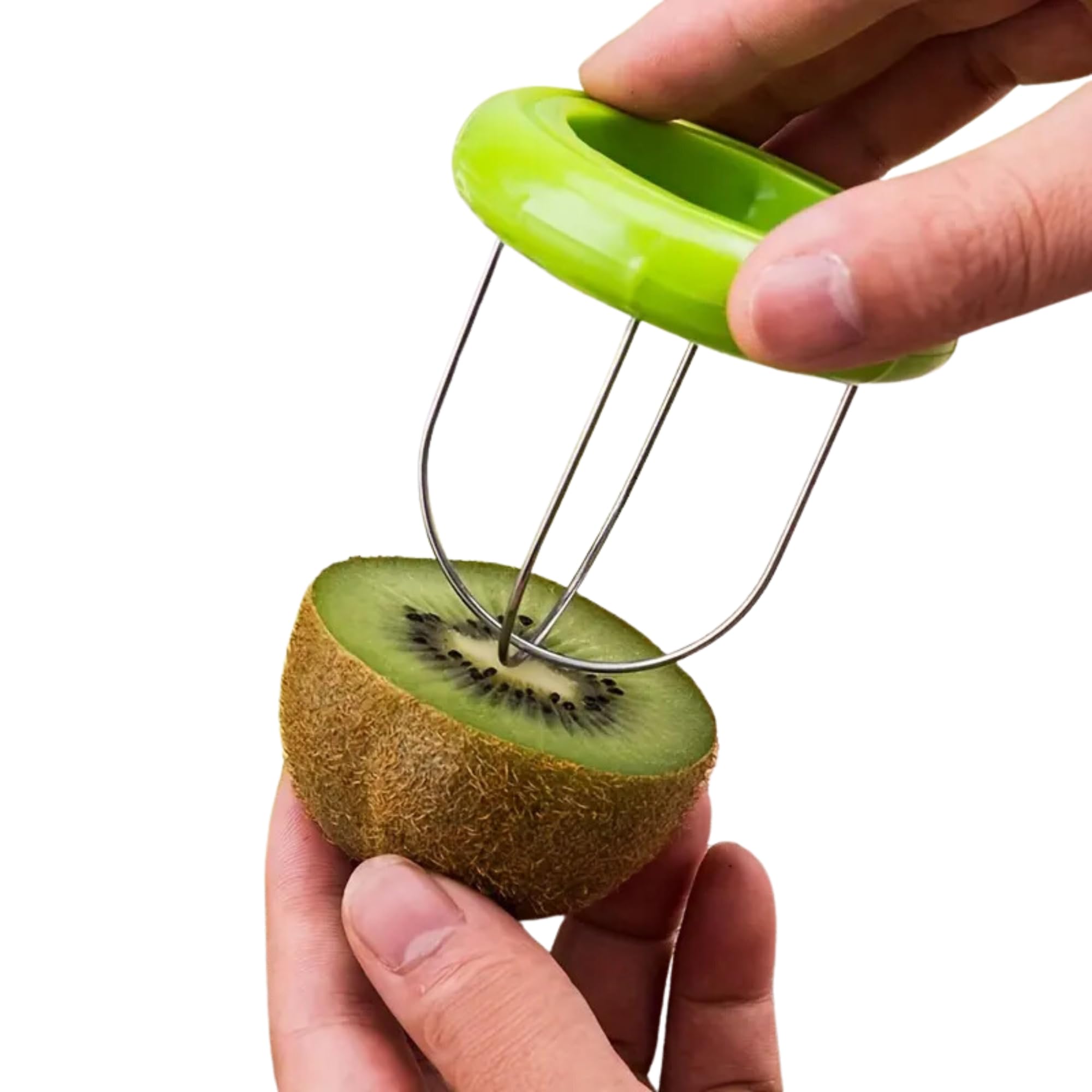 CHEFZOCO Pelador Kiwi, Cortador Kiwi, Utensilio para kiwi, Herramienta de cocina, Herramienta para Kiwi, Cortador de fruta, cortador de frutas, Acero inoxidable y plástico libre de BPA