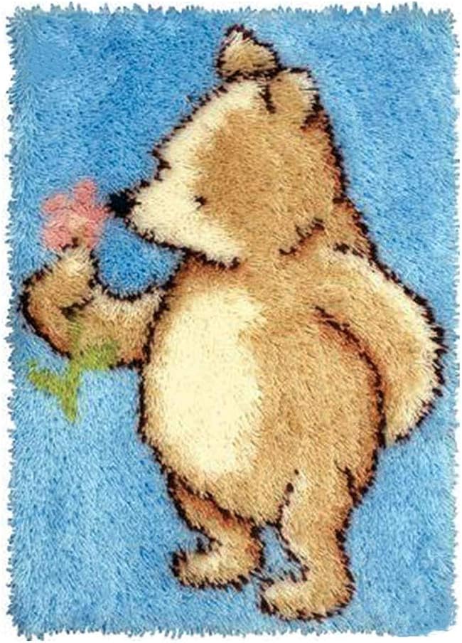 clubevy Kits Latch Hook Rug Kits Bear Carpet Embroidery Latch Hook Rug Needlework DIY Rugs Hook Point Cactus, 20x15 Inches