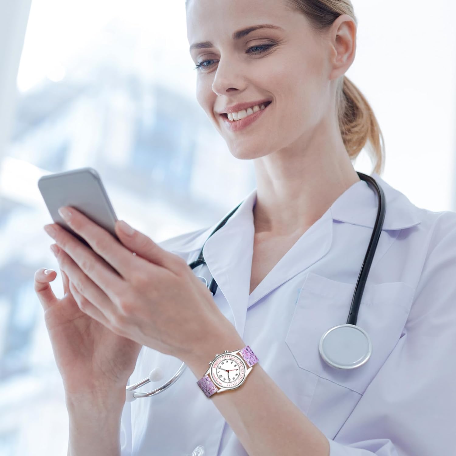 Avaner Nurse Wrist Watches Pulsometer Silicone Band Easy to Read Quartz Watches for Nurses Doctors Purple image 2 of 7 B0CNK2Q1YX