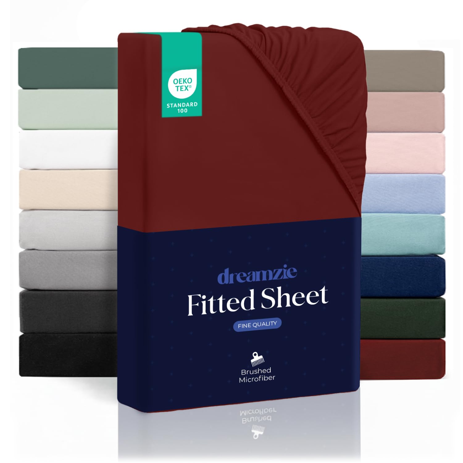 Dreamzie - Fitted Sheet 140 x 200 cm | Soft Microfibre - For Thick Mattresses - Oeko-Tex | Comfort, Breathability, Easy Care - Burgundy