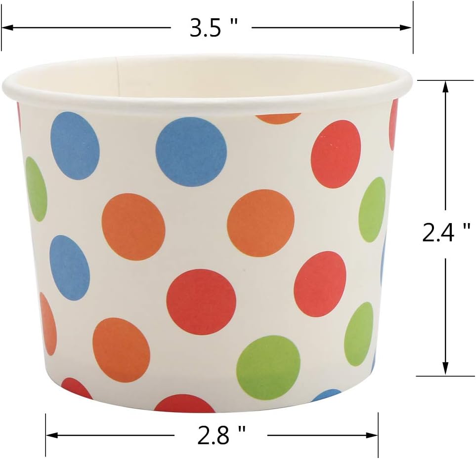EUSOAR Disposable Cups, 8 oz 2.8" x 2.4" x 3.5" Freezer Paper Cups 25pcs with Lids, Homemade Pint Frozen Dessert Containers for Cups