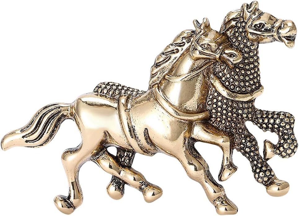 Double Horse Galloping Statement Brooch For Women For Men Vintage Punk Classic Fashion Jewelry Gold Color Textured Running Animal Pin