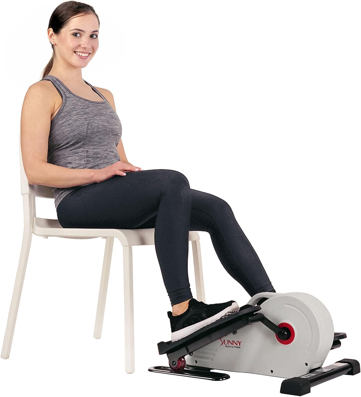 Sunny Health & Fitness Sitting Under Desk Pedal Exerciser, Portable Training Machine for Senior Exercise, Home Workout Elliptical & Bike, Optional Free SunnyFit App Connection, Motorized or Pink