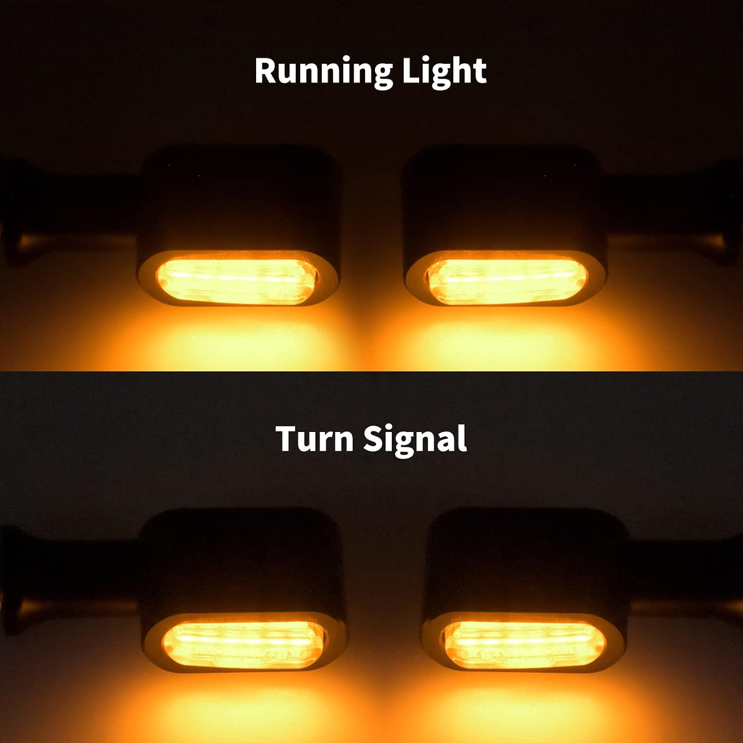 Motorcycle LED Turn Signal Light Running Rear Indicators Mini Lights Fit for Harley Touring Road King Street Gilde Electra Glide Softail Dyna Sportster XL (Chrome housing & Amber lens)