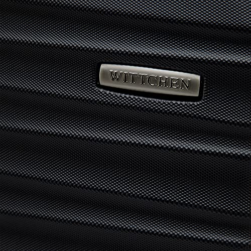 WITTCHEN Reisekoffer Rollkoffer Trolley Mittlerer Koffer Reisekoffer Hartschale aus ABS Mittelgroßkoffer mit 4 Spinner-Rollen Zahlenschloss Groove Line Größe M schwarz Lufthansa/Eurowings/Ryanair