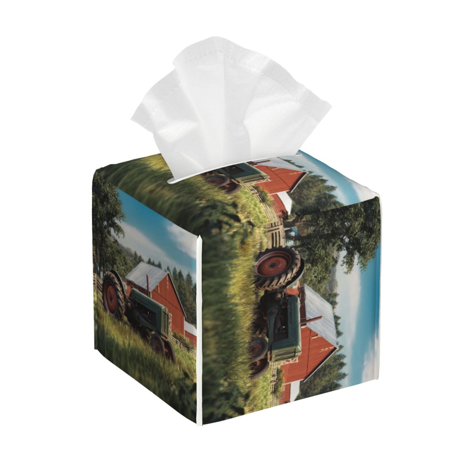 Company Farm Tractor Tissue Box Cover Square Cube Boxes