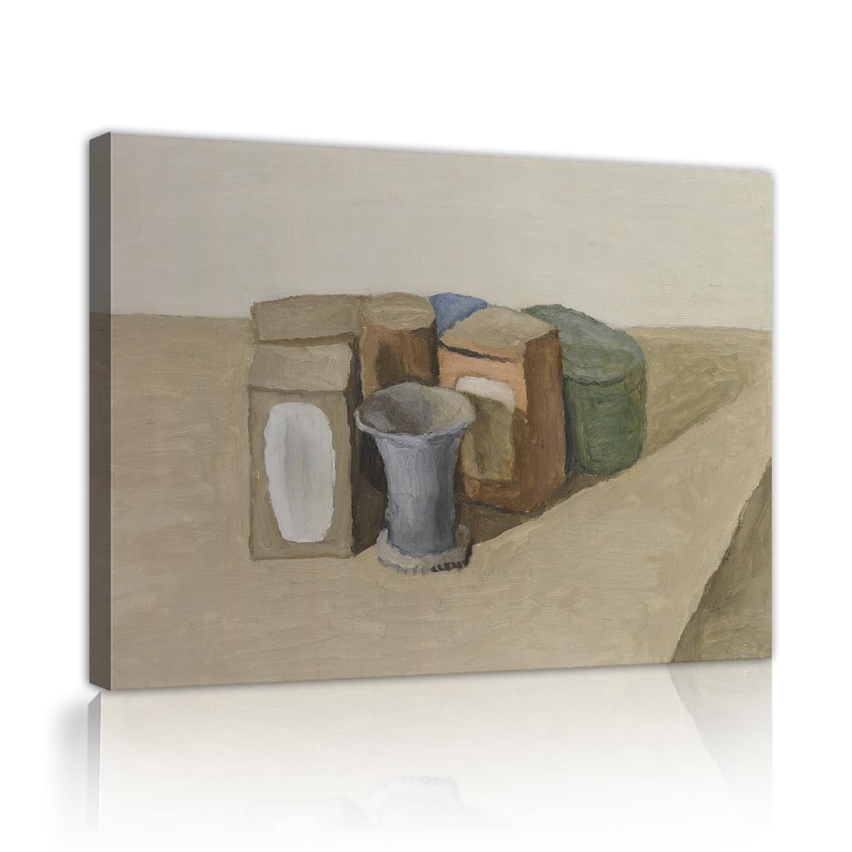 TOANGWALL Giorgio Morandi Natura Morta Canvas Wall Art Hotel Minimalist Box Cup Framed Picture Painting for Living Room House Decor 70x85cm