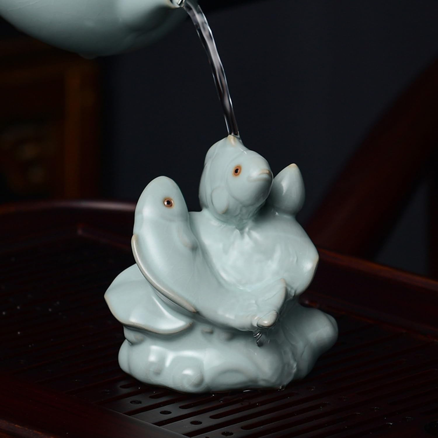 figurki zwierzątek， Figurka ryby lotosu, herbaciarnia, biurko, ceramiczna ozdoba, zestaw do herbaty, akcesoria do rękodzieła, dekoracja stołu w herbaciarni, prezenty