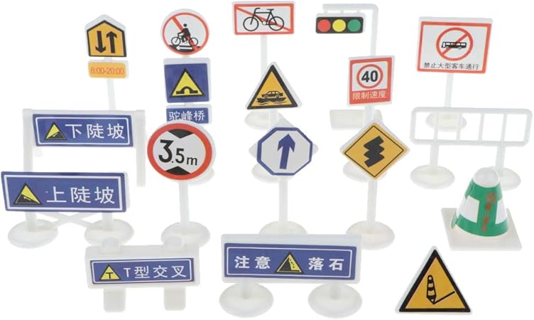 Amazon 交通標識 おもちゃ プレーセット ブロック 道路交通標識 教育おもちゃ 全18個 7カラー 5 おもちゃ雑貨 おもちゃ
