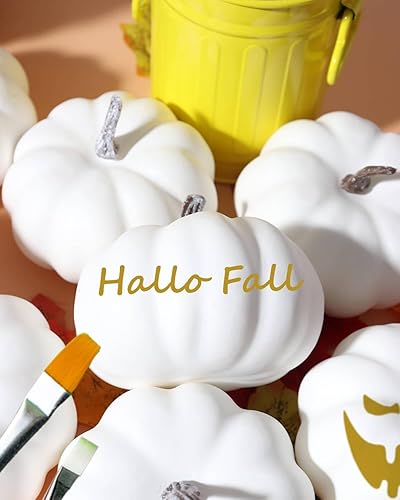 Miniatura 6 de vensovo Calabazas blancas pequeñas de 4 pulgadas para decorar, 8 calabazas decorativas de espuma pequeñas para decoración de otoño, calabazas