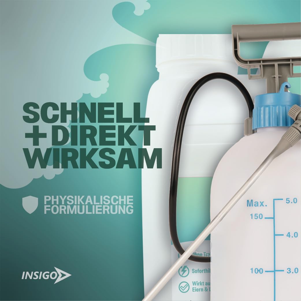 INSIGO Universal Spray 5l Kanister + 5L Drucksprüher - Universalspray mit mechanischer Wirkung - Effektive Abwehr gegen Insekten - Universal Insekten Spray mit Sofortwirkung
