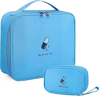 FePen Botiquin de Primeros Auxilios Viaje, 2 Piezas Botiquin Viaje, Bolsa Botiquin Vacia, Bolsa Médica, Kit Primeros Auxilios, para Oficina, Hogar, Deportes, Viajes, Camping, Senderismo (Azul)