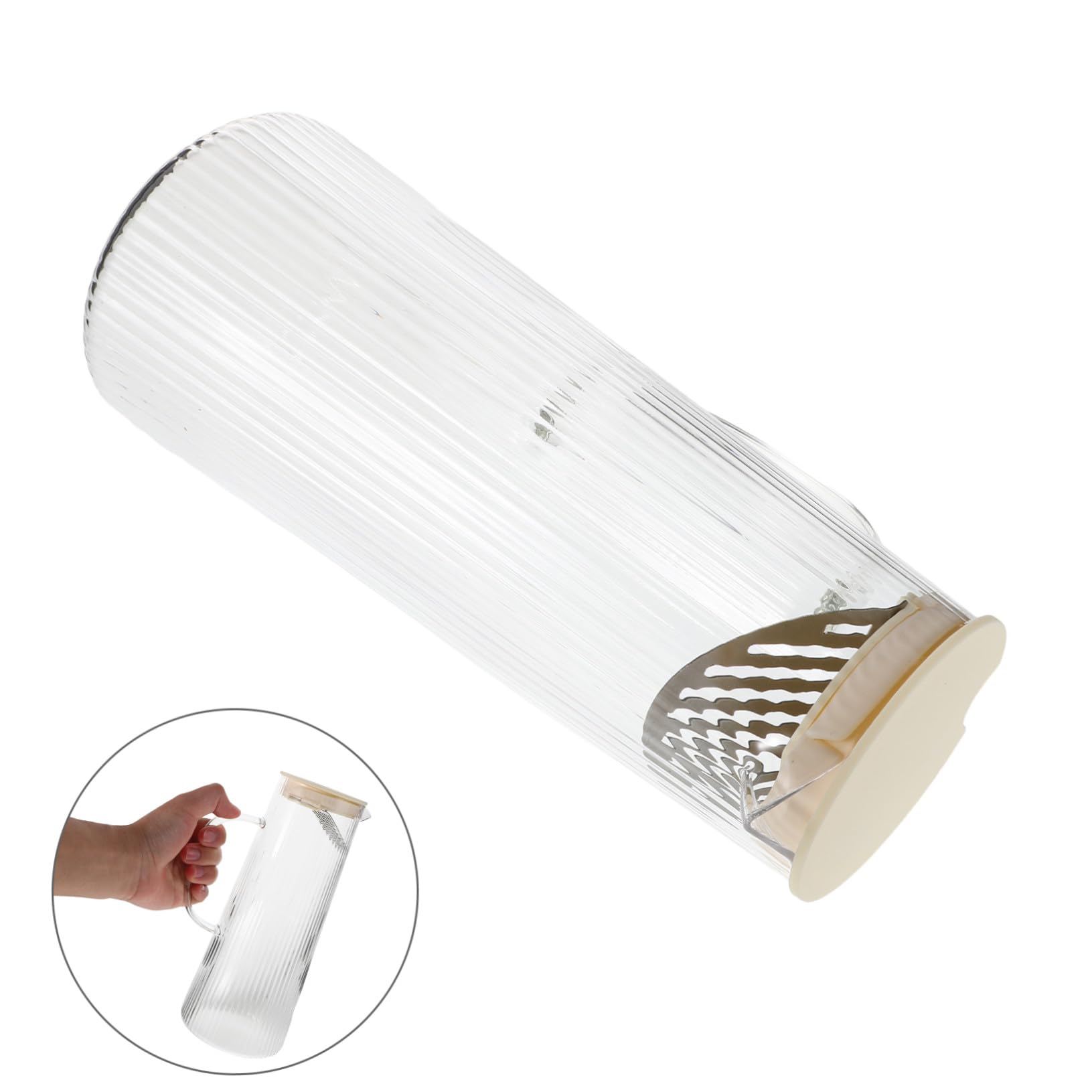 LABRIMP Jarra de Agua de Vidrio con Asa Jarra para Té Helado y Jugo Recipiente para Agua de Interior con Tapa para Fiestas