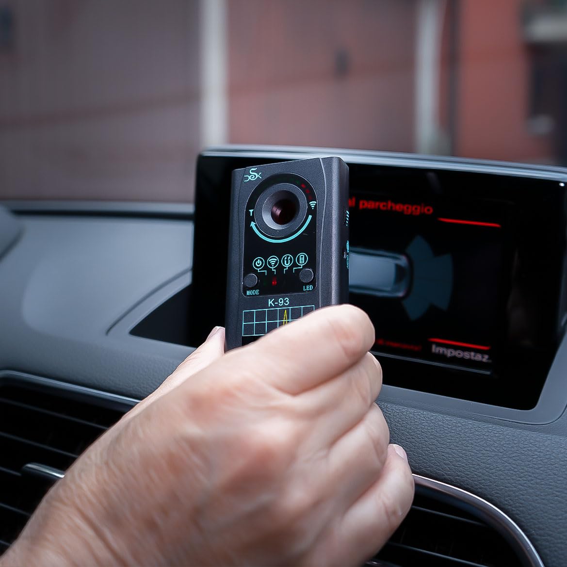 Rilevatore di Microfoni Ambientali, Microspie, Localizzatori con Magnete per Rilevare Segnali Wireless, Dispositivi di Tracciamento GPS, Microspie OCCULTATE in OGGETTI in AUTO e noleggio (K93 ONDA)