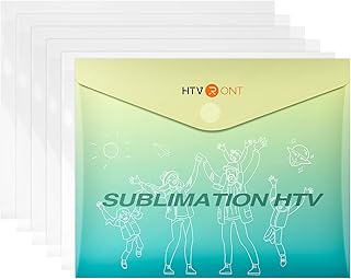 HTVRONT Clear HTV Vinyl for Sublimation - 5 Pack 12" x 10" Matte Sublimation Vinyl Heat Transfer for Light-Colored Cotton Fabric - Long Lasting Bright Colors and Non-Fading Sublimation HTV