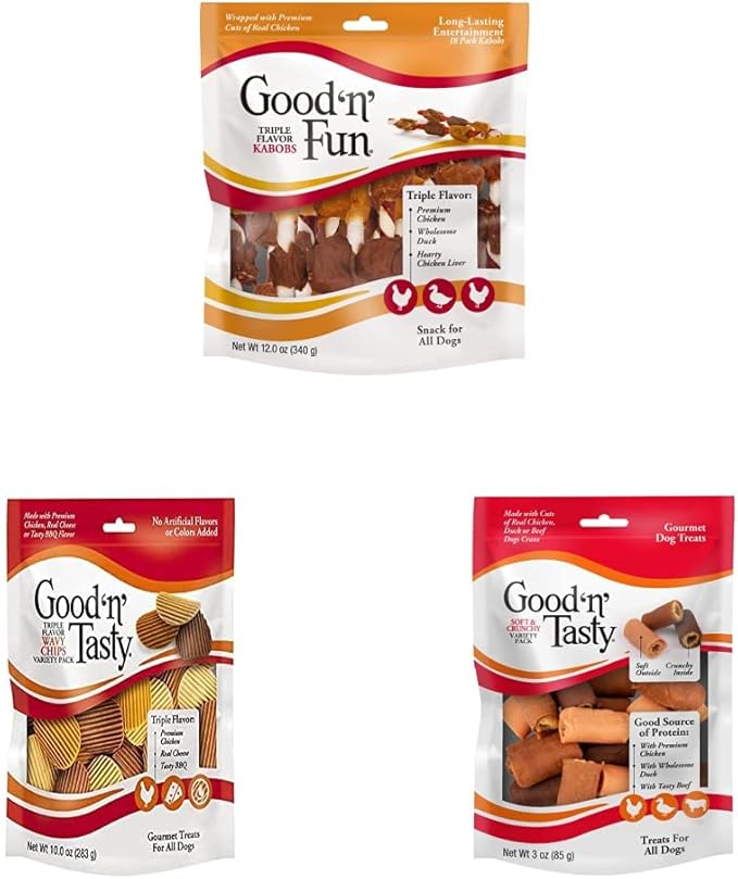 Good'n'Fun Triple Flavored Rawhide Kabobs for Dogs 12oz