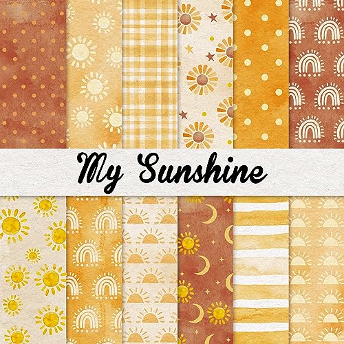 Papier scrapbooking soleil jaune Whaline | 24 feuilles double face