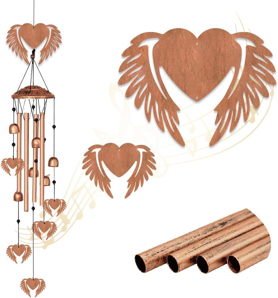 INFUNLY 7PCS Butterflies Wind Chimes for Outside 5.5"×5.4" Butterfly Metal Windchime Aluminum Tube Wind Chime with Little Bell Tubes Memorial Wind Bell for Yard Garden Decor Housewarming Birthday Gift