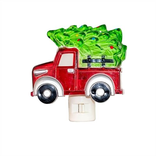 Miniatura 3 de Novelty Lights Camión LED con árbol Decoración de Navidad Luz de noche con enchufe giratorio