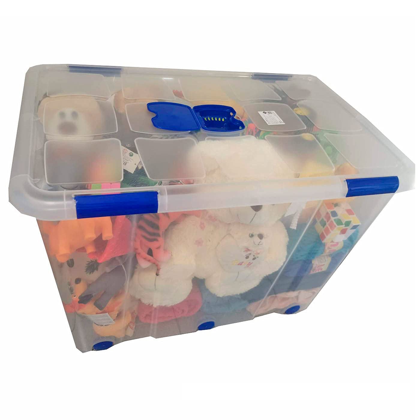 Acan Tradineur - Caja de almacenaje de 55,5 x 81 x 51,5 cm, nº 19, con capacidad de 160 litros con tapa y ruedas para organización del hogar, baúl organizador(55,5 x 81 x 51,5 cm, Unidad)